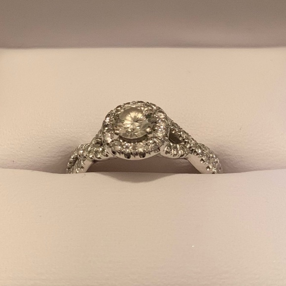 .38 Carat 14K White Gold Halo Engagement Ring - Picture 3 of 15